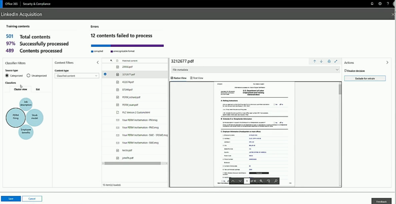 Content classification training in progress